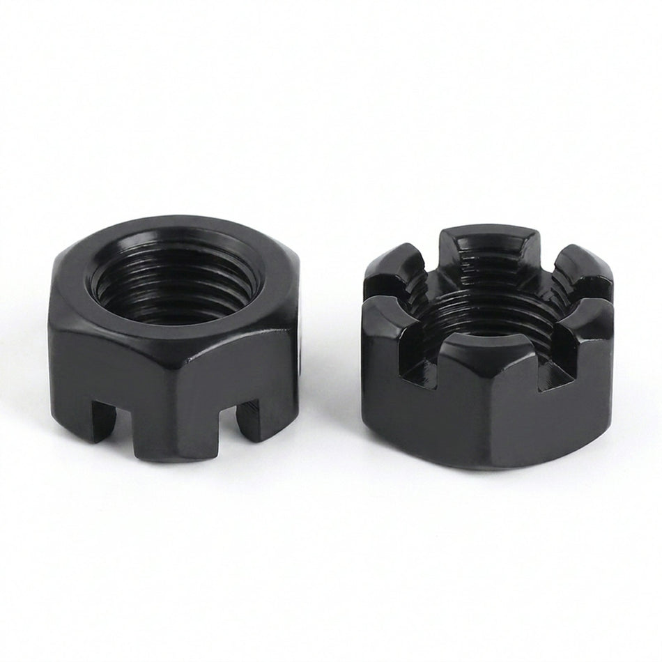 1-1/8-12 Castle Nuts Grade 5 Carbon Steel Black Oxide - 100pcs/pack