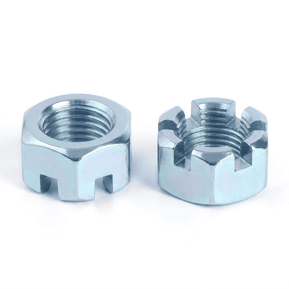 1-1/4-12 Castle Nuts Grade 5 Carbon Steel Blue Zinc - 100pcs/pack