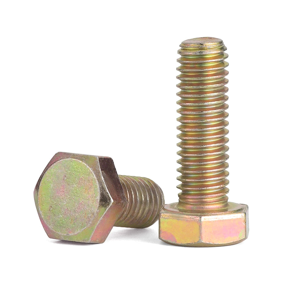 M12-1.75 x 70mm Fully Threaded Hex Cap Screws 8.8 Carbon Steel DIN933/ISO4017 Yellow Zinc Cr+6(300pcs/pack)
