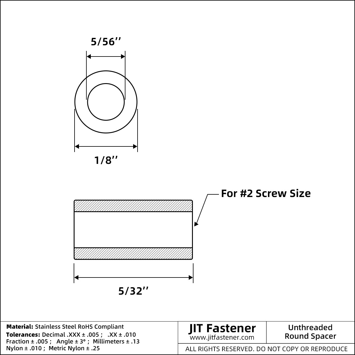 Unthreaded Fasteners Stainless Steel Unthreaded Round Spacers – JIT-Fastener