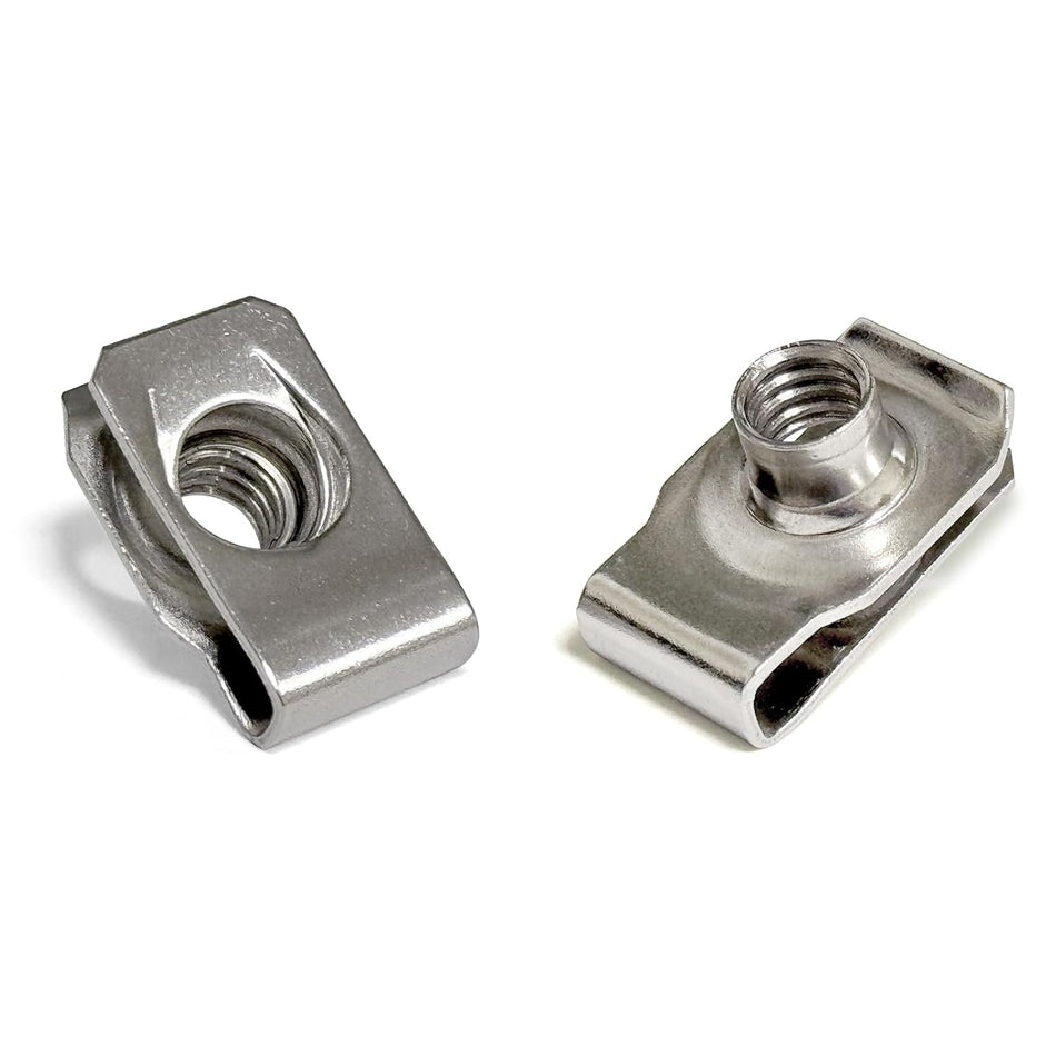 #10-24 U-Style Clip-On Nut, Stainless Steel 18-8 (304) Regular Extruded U-Nut 300pcs/Pack