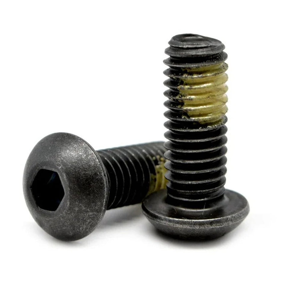 1/4"-28 x 3/8" Button Socket Head Cap Screw Fully Threaded Fine Alloy Steel Nylon-Patch Thermal Black Oxide, 500 pcs/Pack