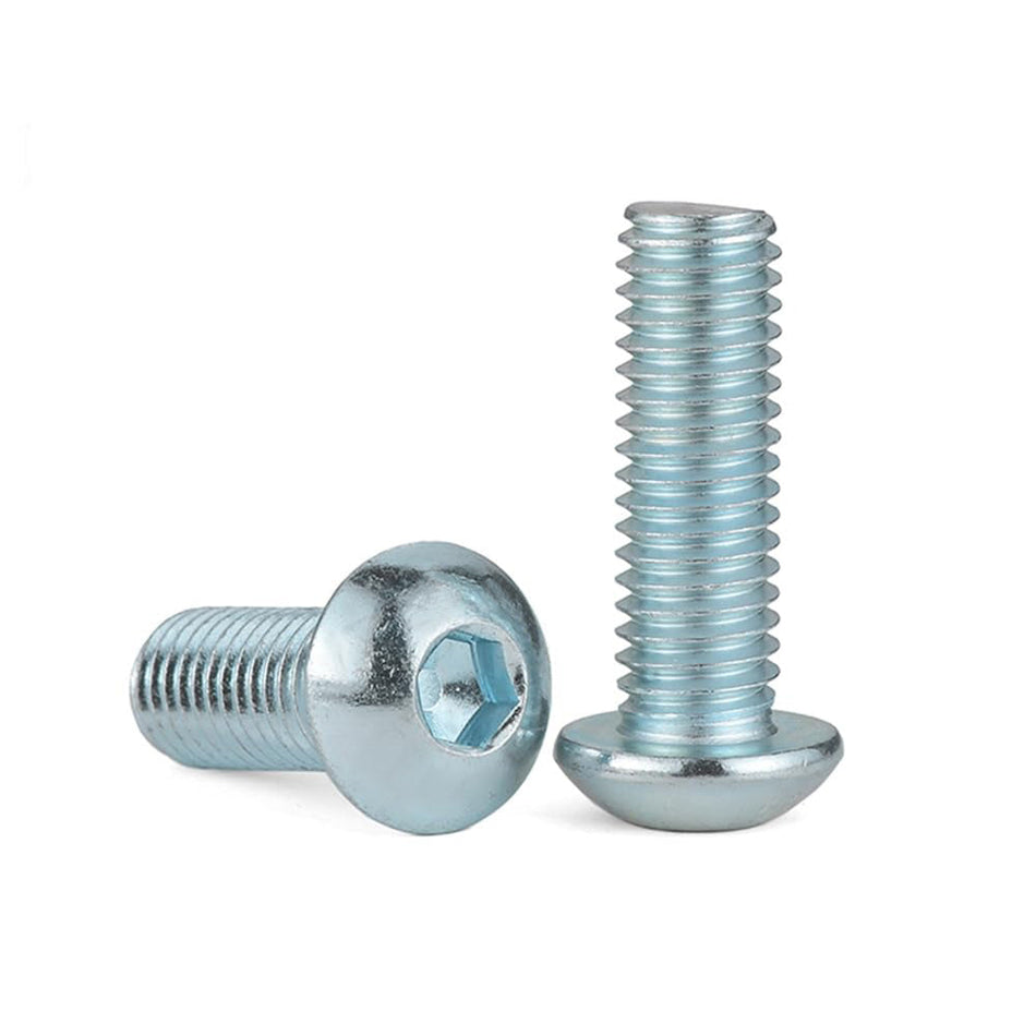 #8-32 x 5/8" Button Socket Head Cap Screw Fully Threaded Coarse Alloy Steel Zinc, 1000 pcs/Pack