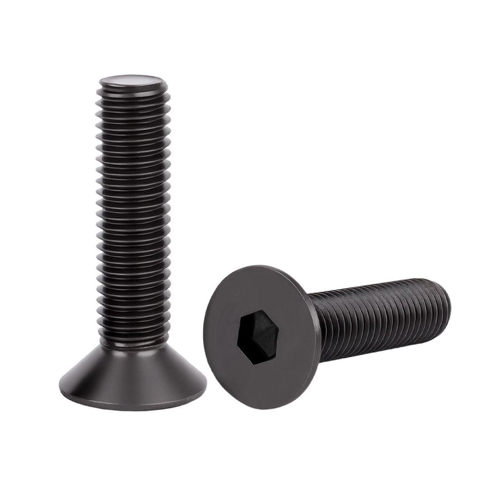 M5-0.80 x 14 mm Flat Socket Head Cap Screw Fully Threaded Coarse Alloy Steel 10.9 Thermal Black Oxide DIN7991, 2500 pcs/Pack