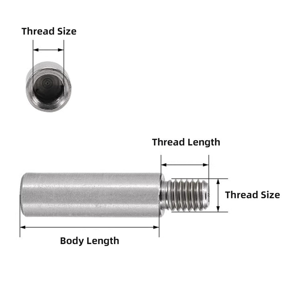 18-8 Stainless Steel Male-Female Threaded Round Standoff M4-0.7 Thread, 40mm Body Length + 6mm Thread Length, 40pcs/pack