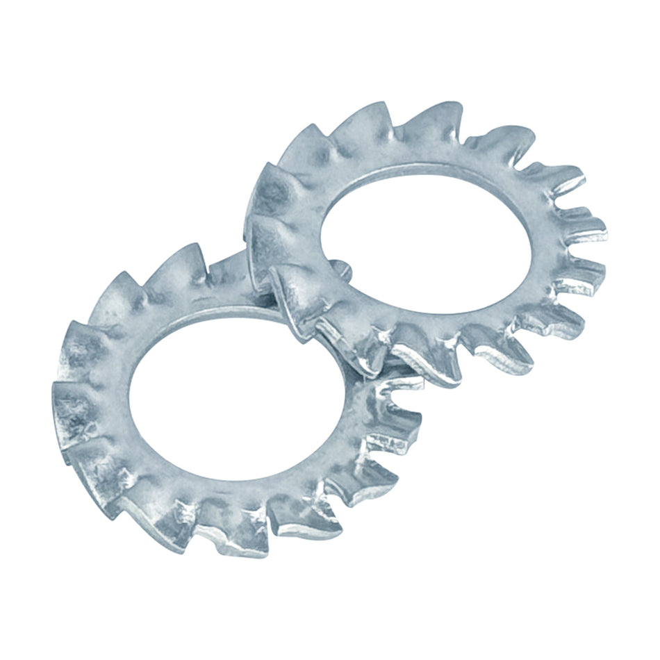 M4 Serrated Lock Washers (External Teeth) Steel 65Mn 300HV Blue-white Zinc Plated (Trivalent) DIN 6798 A, 16000/Pack