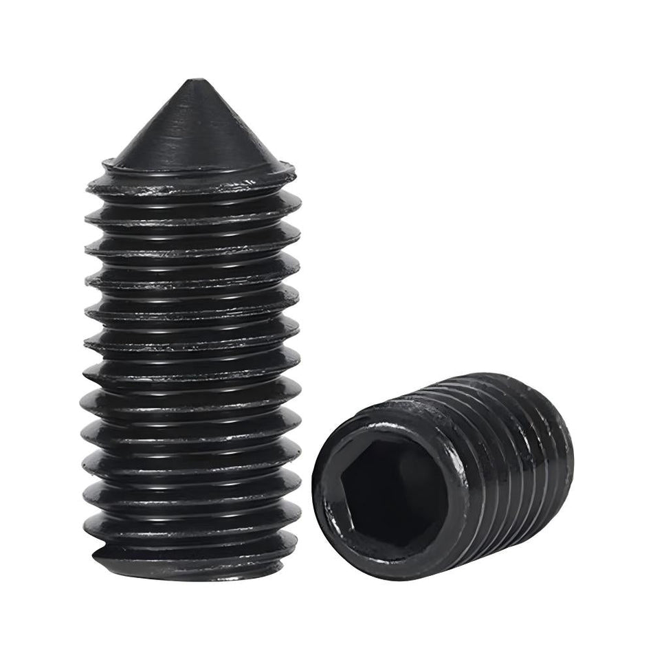 3/8"-16 x 1-1/2" Cone Point Socket Set Screw Coarse Alloy Steel Thermal Black Oxide, 1000 pcs/Pack