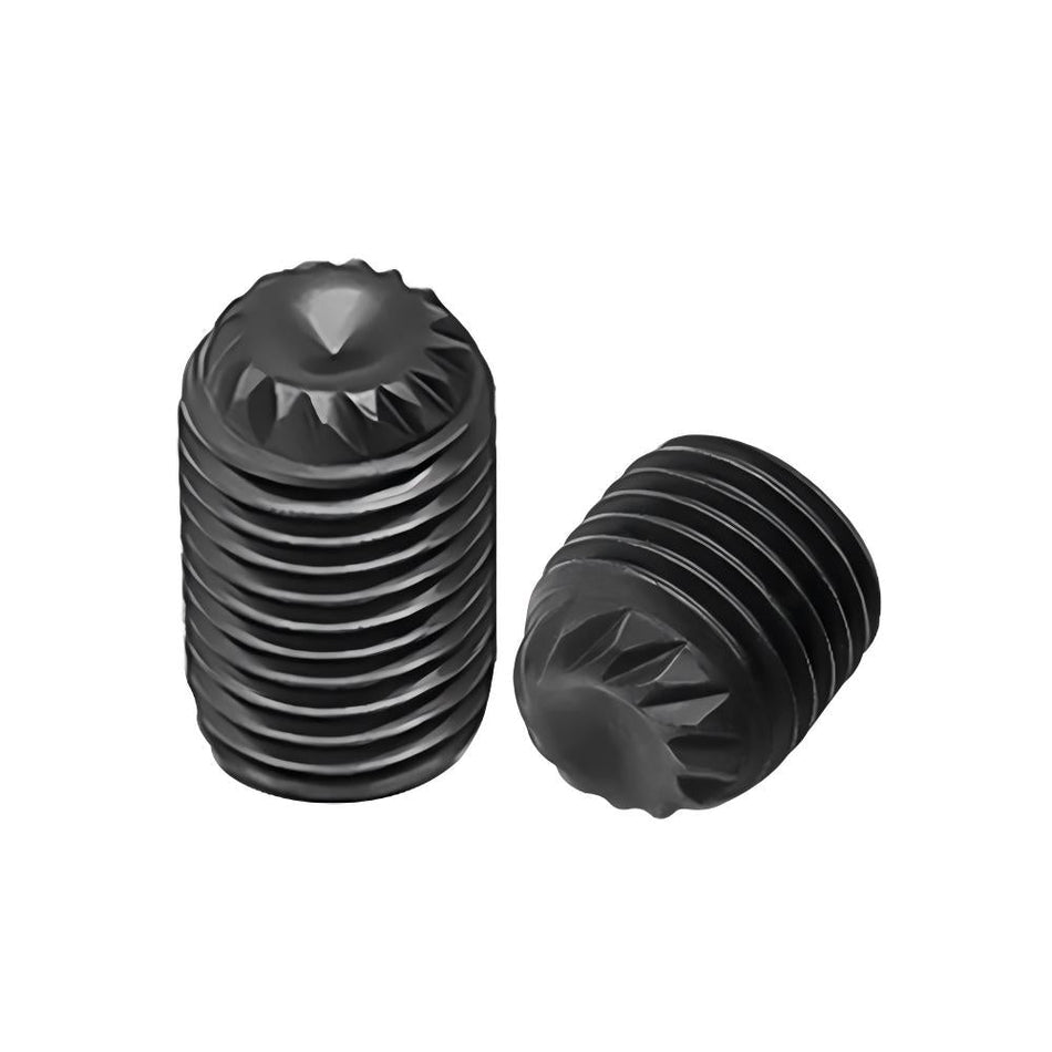 #10-32 x 3/16" Knurled Cup Point Socket Set Screw Fine Alloy Steel Thermal Black Oxide, 5000 pcs/Pack